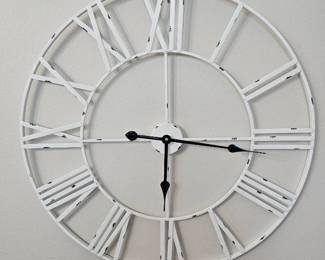 White Distressed Metal Clock