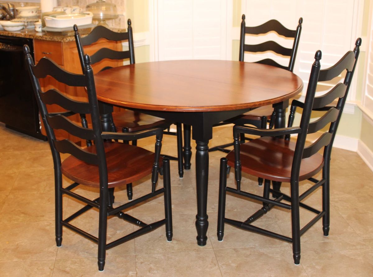 Gat Creek cherry table with black legs (2 - 12" leaves included)