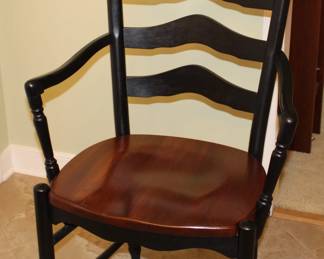 Gat Creek solid cherry seat with black legs and ladderback chair (4 total available)
