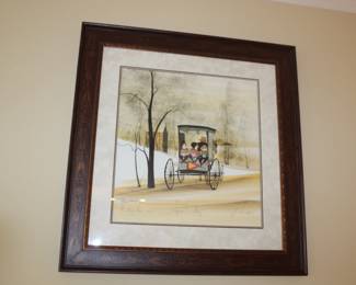 P. Buckley Moss "Autumn Outing" - AP 6/25, framed and matted print, 33" h x 31.5" w