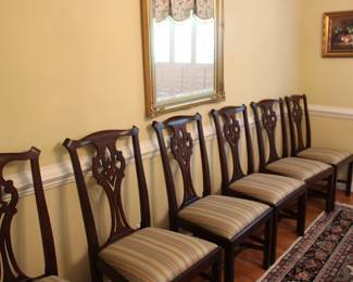 Henkel Harris 102s mahogany chairs with upholstered seats (6 total)