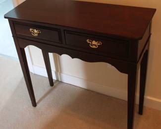 Owen Suter mahogany entry / side table; 30" l x 12" d x 30" h