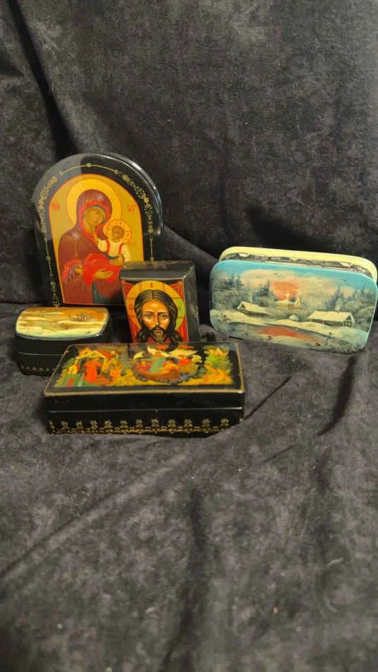 Russian Hand Painted Trinket Boxes 