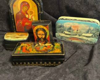 Russian Hand Painted Trinket Boxes 