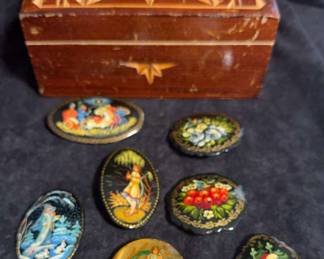 Russian Trinket Box And Pins