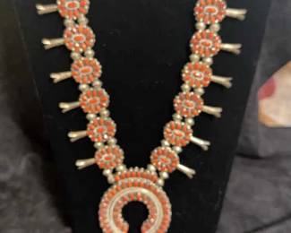 Squash Blossom Necklace And Earrings Set