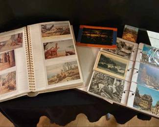 Vintage Travel 2 Partially Filled Scrapbooks Of Postcards
