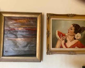 Dramatic Pair Of Paintings On Canvas