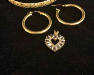 14k Bracelet Earrings And Charm