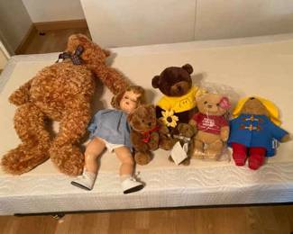 Bears And Doll Including A Paddington