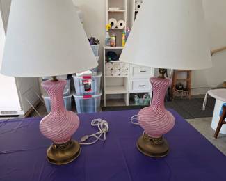 Red and White Glass Lamps