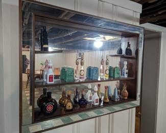 MCM Shadowbox with decorative alcohol bottles (empty, of course)