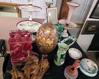 Miscellaneous decorative glassware, some Limoges, MCM