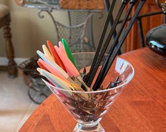 Playboy swizzle sticks and toothpicks, vintage appetizer forks