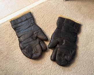 Men’s leather pilot gloves shearling lined -vintage
