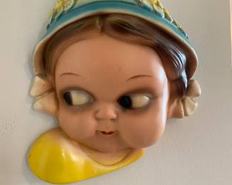 Vintage 1940s Dutch Girl Chalkware String Holder