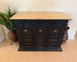 Marble top console cabinet