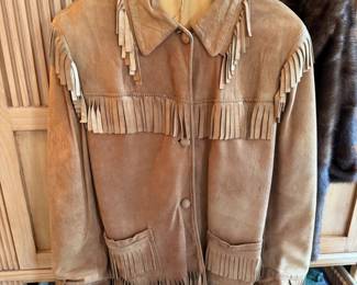 Vintage leather suede jacket with fringe