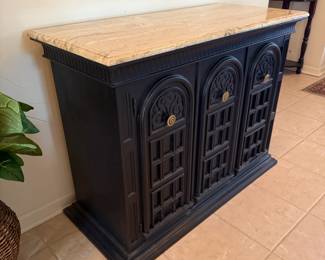 Marble top console cabinet
