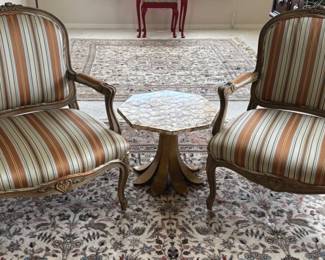 Striped Chair And Coffee Table Set Great Condition