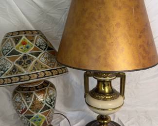 Lot Of 2 Lamps 1 Vintage Brass And Granite , 1 Plastic