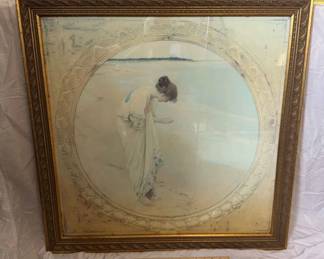 Large Gold Framed Beach Themed Picture