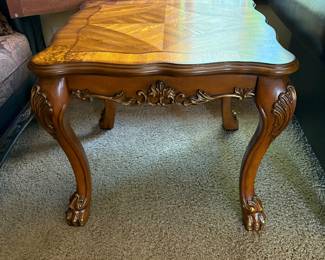 Ornate Wood Side Table w/ claw feet 