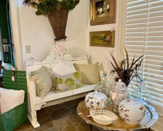 Ginger jars by Williams Sonoma, Custom Bench