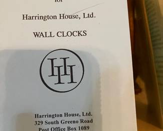 The instruction book for the Harrington House clock