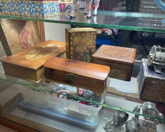 A collection of vintage boxes