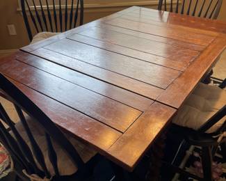 Antique English Oak Drawer Leaf table with barley twist legs