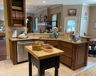Looking across the Kitchen, great butcher block/island