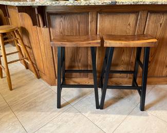 Two oak bar stools