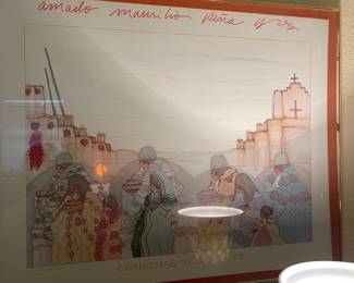 Amado M. Pena, Christmas in Santa Fe, signed print