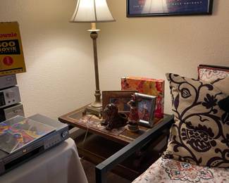 Vintage accent table, Western decor pieces, vintage dog baby planter