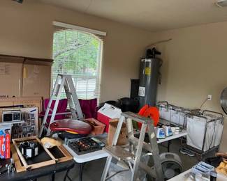 Ladders, laundry carts, tools