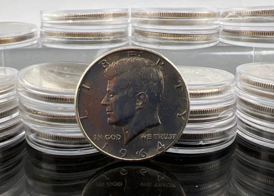 Many lots of 90% silver 1964 Kennedy half dollars