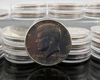 Many lots of 90% silver 1964 Kennedy half dollars