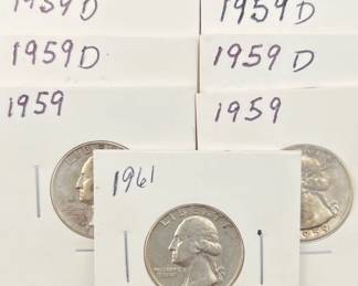 Many lots of 1950 - 1960's 90% silver Washington quarters