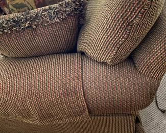 Brown with multicolor sofa available for pre-sell. Very clean very comfortable is upstairs.