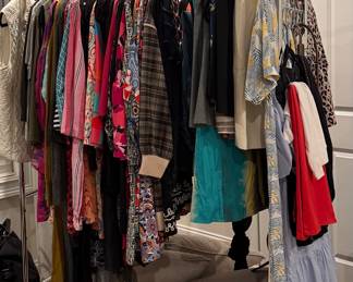 Lots of designer clothes, shoes, purses for sale. Sizes small-X-Large. Size 8-8.5 shoes, pant sizes 4-12