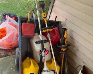 Stihl weedeater still with warranty.  Many different gas cans of all kinds.  Dewalt hedger.  Dewalt blower. All like new.  
