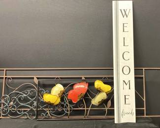Metal Trellis. Welcome Sign