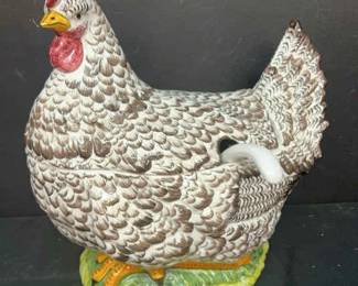 Handmade In Italy Vintage Florentia Ceramic Rooster Soup Tureen