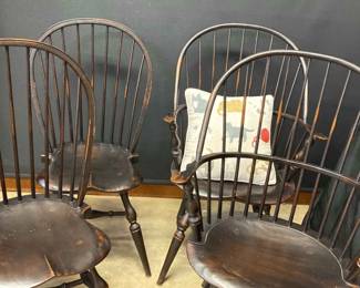 Four Wooden Chairs Two With Arms  to Without Armrests