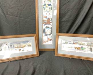 Set Of 3 Lu Fuller Framed Watercolors