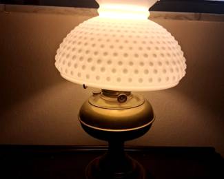 Brass, Hobnail Hurricane Lamps