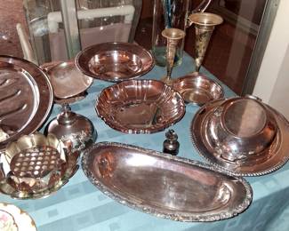 Assorted Silver, 2 Sterling Vases, 2 Sterling Candle Sticks