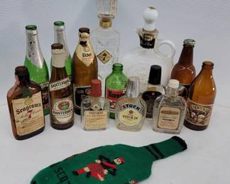 Vintage Liquor Decanter & Bottles