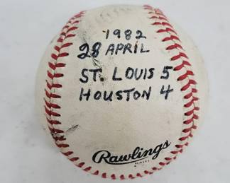 Game Used 1982 April 28th STL vs HOU Baseball